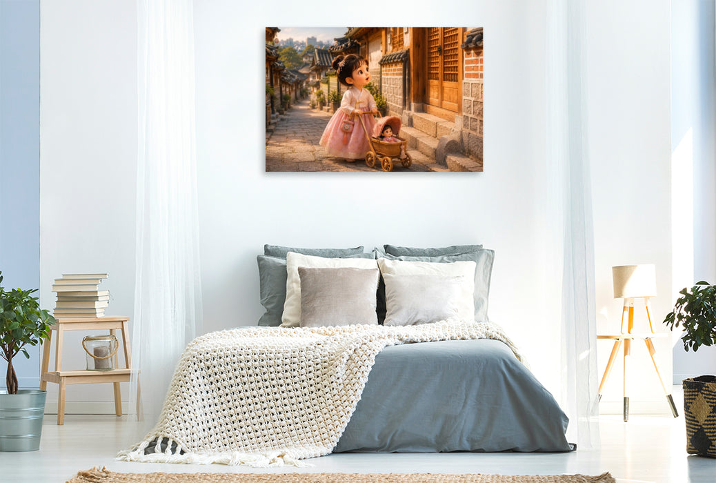 Premium Textil-Leinwand Im Hanok Dorf Bukchon