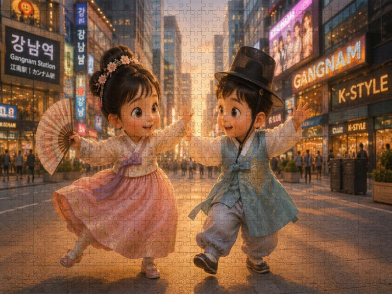 Tanz der Lichter in Gangnam - CALVENDO Foto-Puzzle'