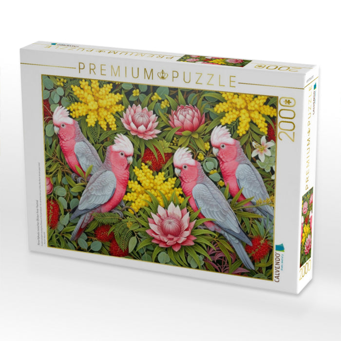 Rosa Kakadu zwischen Blüten ihrer Heimat - CALVENDO Foto-Puzzle'