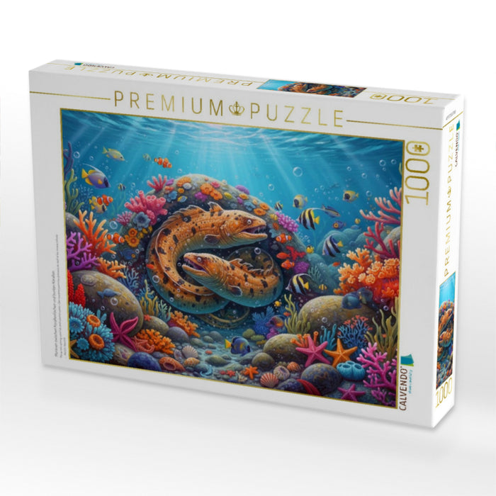 Muränen zwischen Korallenfischen und bunten Korallen - CALVENDO Foto-Puzzle'