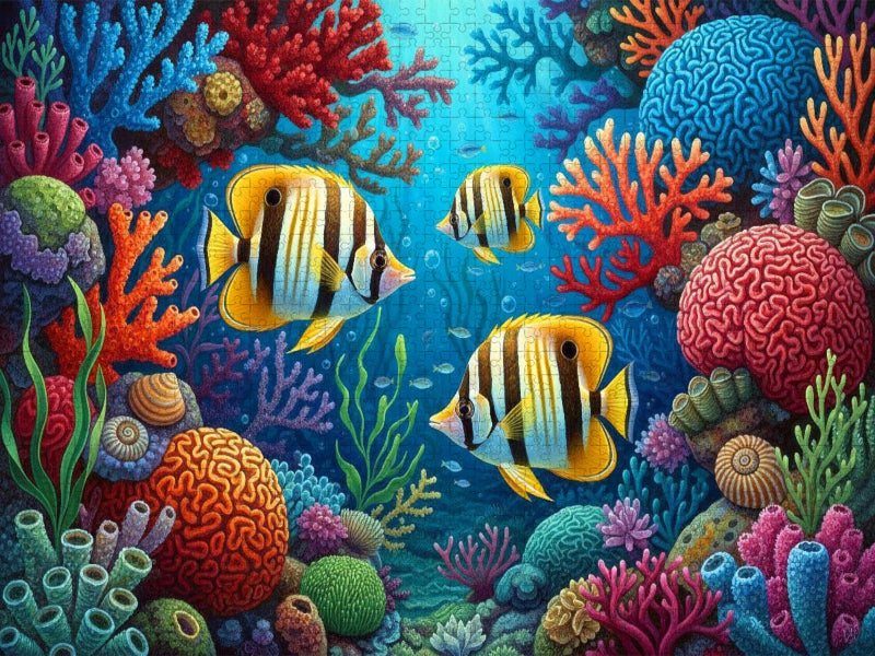 Korallenfische zwischen bunten Korallen - CALVENDO Foto-Puzzle'