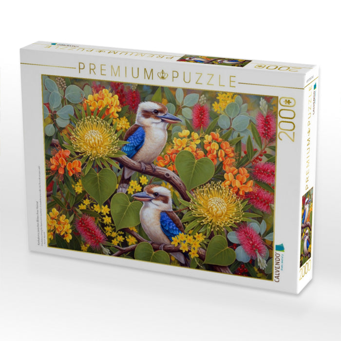 Kookaburra zwischen Blüten ihrer Heimat - CALVENDO Foto-Puzzle'
