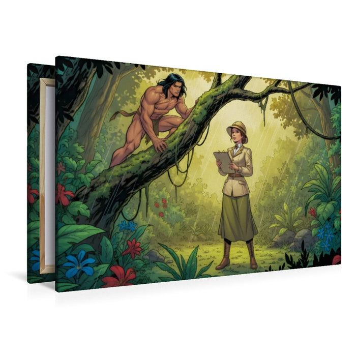 Premium Textil-Leinwand Tarzan begegnet erstmals der schönen Jane