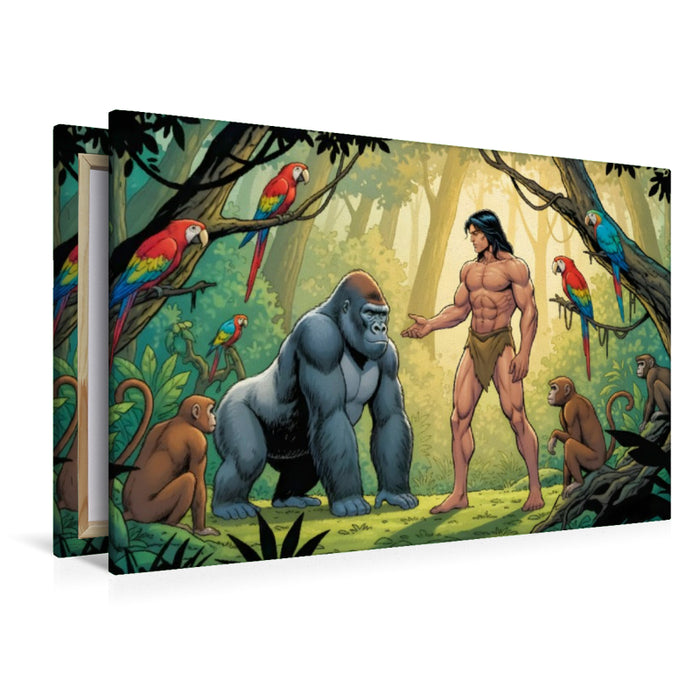 Premium Textil-Leinwand Tarzan wächst unter wilden Affen auf