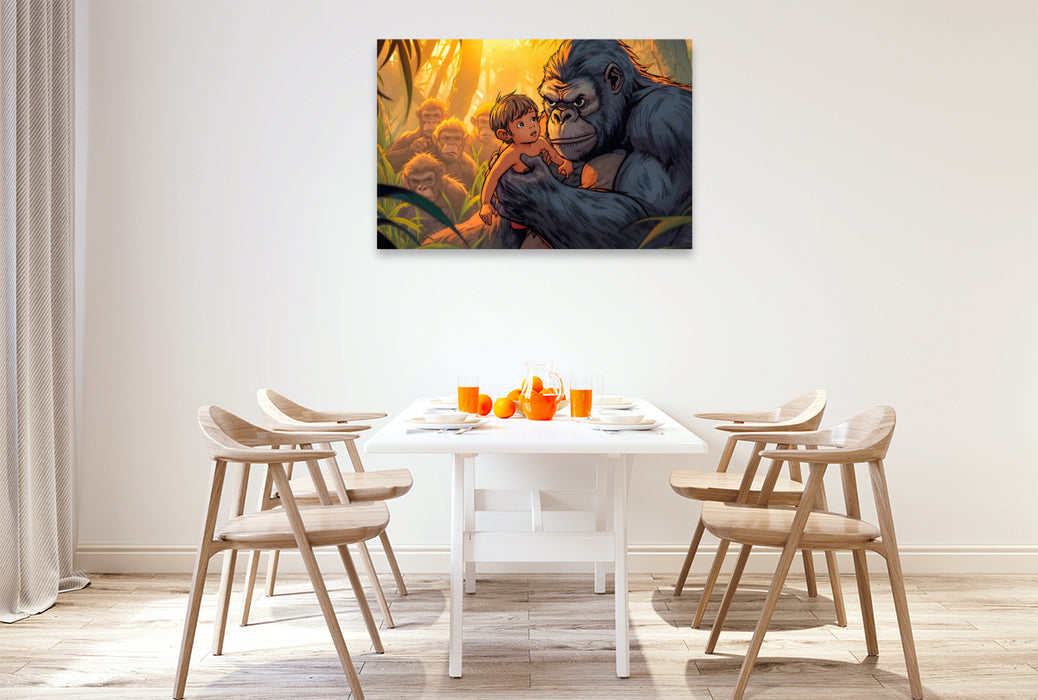 Premium Textil-Leinwand Im Dschungel fand Tarzan seine Familie