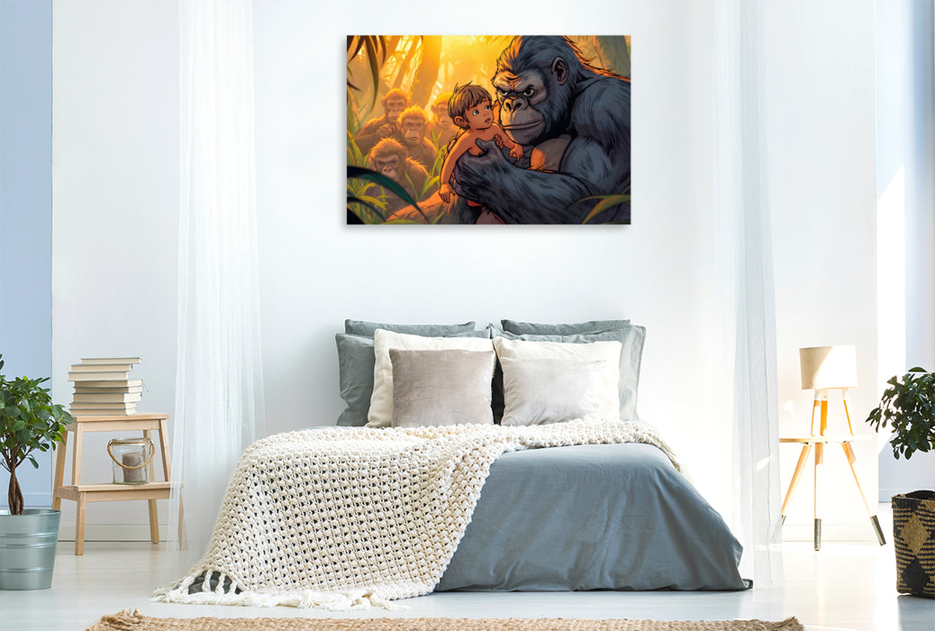 Premium Textil-Leinwand Im Dschungel fand Tarzan seine Familie
