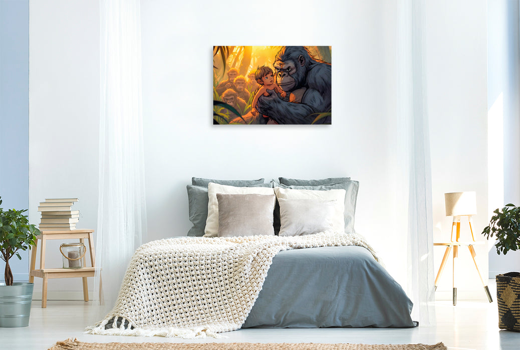 Premium Textil-Leinwand Im Dschungel fand Tarzan seine Familie
