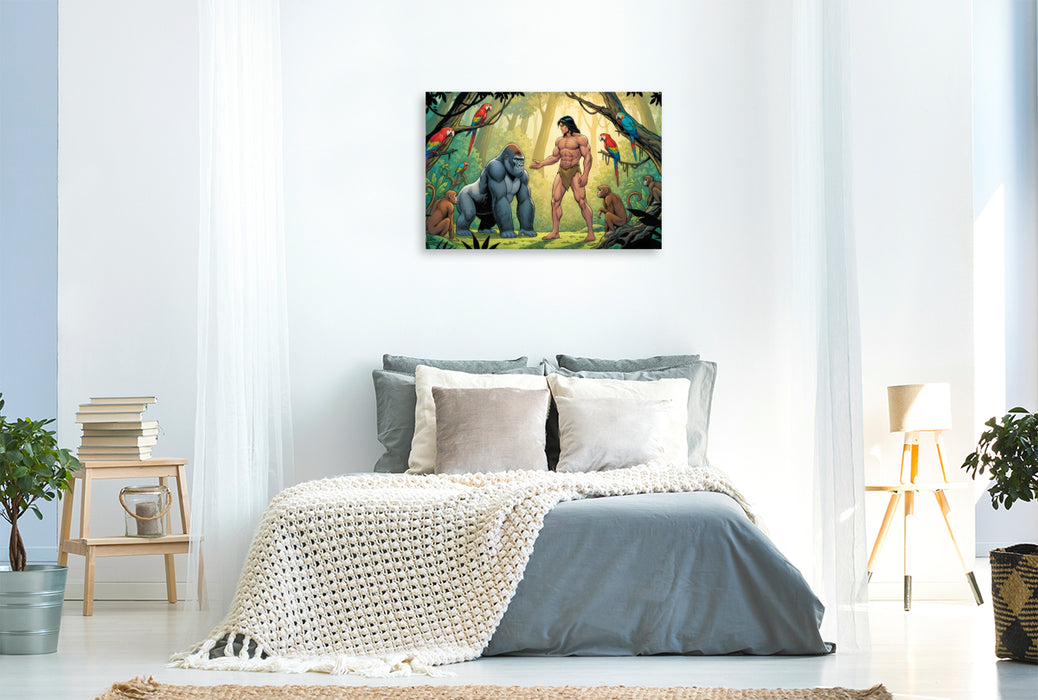 Premium Textil-Leinwand Tarzan wächst unter wilden Affen auf
