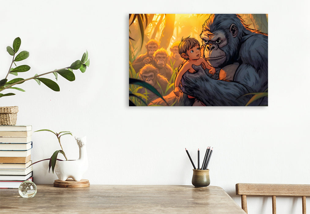 Premium Textil-Leinwand Im Dschungel fand Tarzan seine Familie