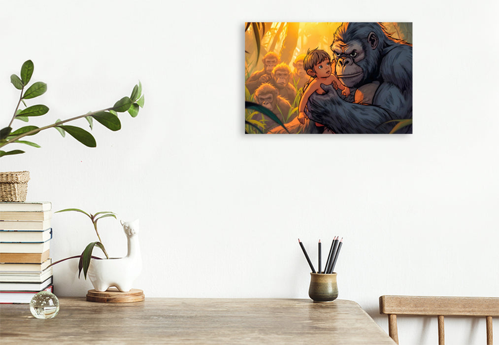 Premium Textil-Leinwand Im Dschungel fand Tarzan seine Familie