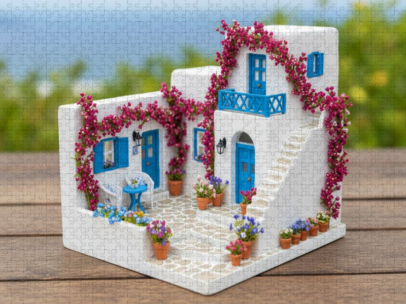Griechenland - Miniaturhäuschen im Santorin Stil - CALVENDO Foto-Puzzle'