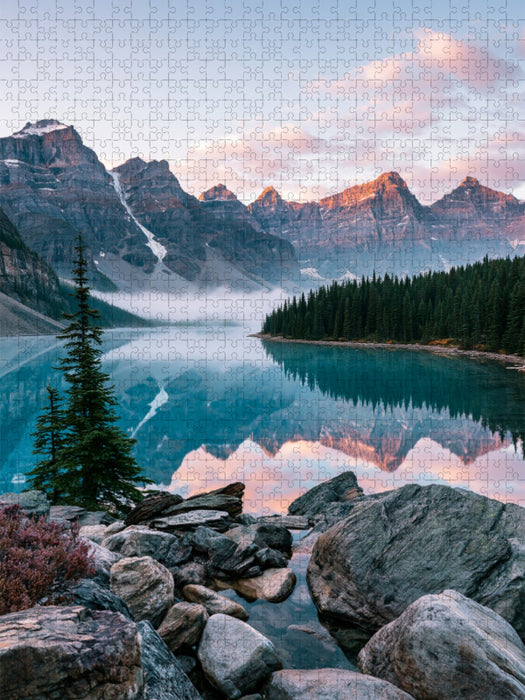 Moraine Lake, Kanada – Sonnenaufgang Spiegelung - CALVENDO Foto-Puzzle'