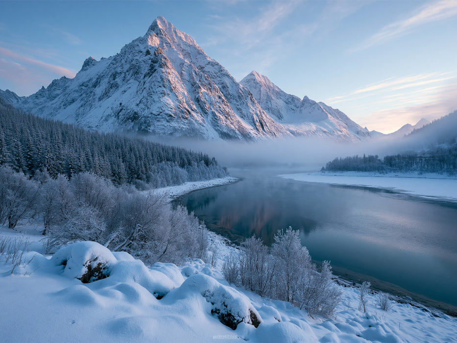 Lofoten, Norwegen – Gefrorener See - CALVENDO Foto-Puzzle'