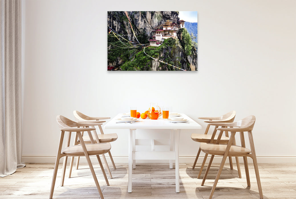 Premium Textil-Leinwand Tiger´s Nest, Paro