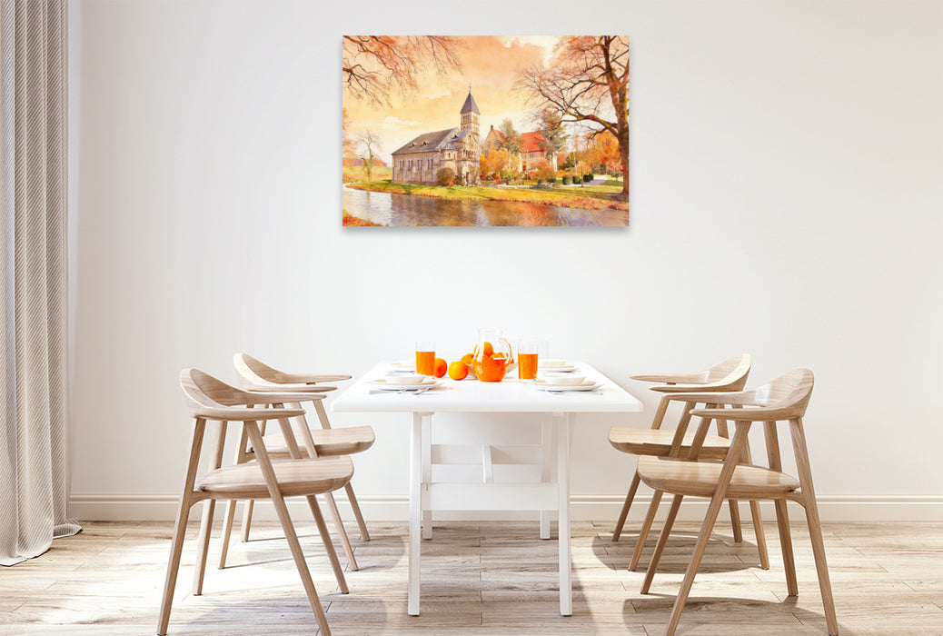 Premium Textil-Leinwand Schloss Brincke in Burgholzhausen