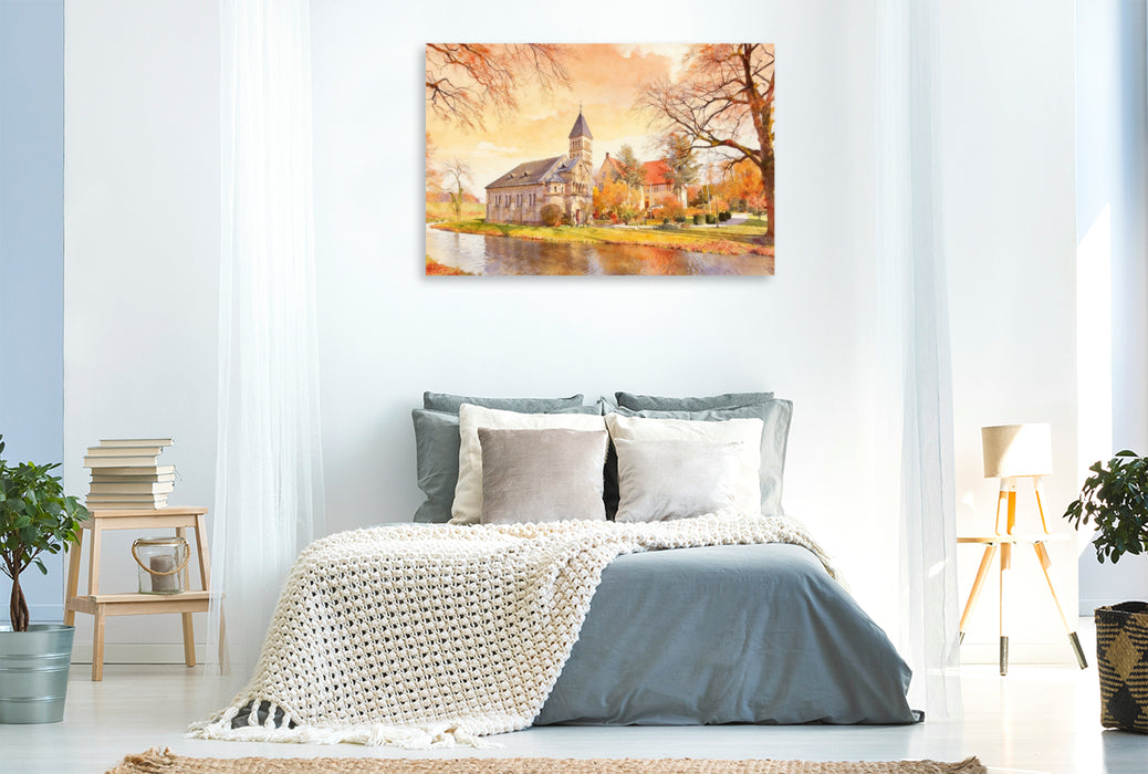 Premium Textil-Leinwand Schloss Brincke in Burgholzhausen