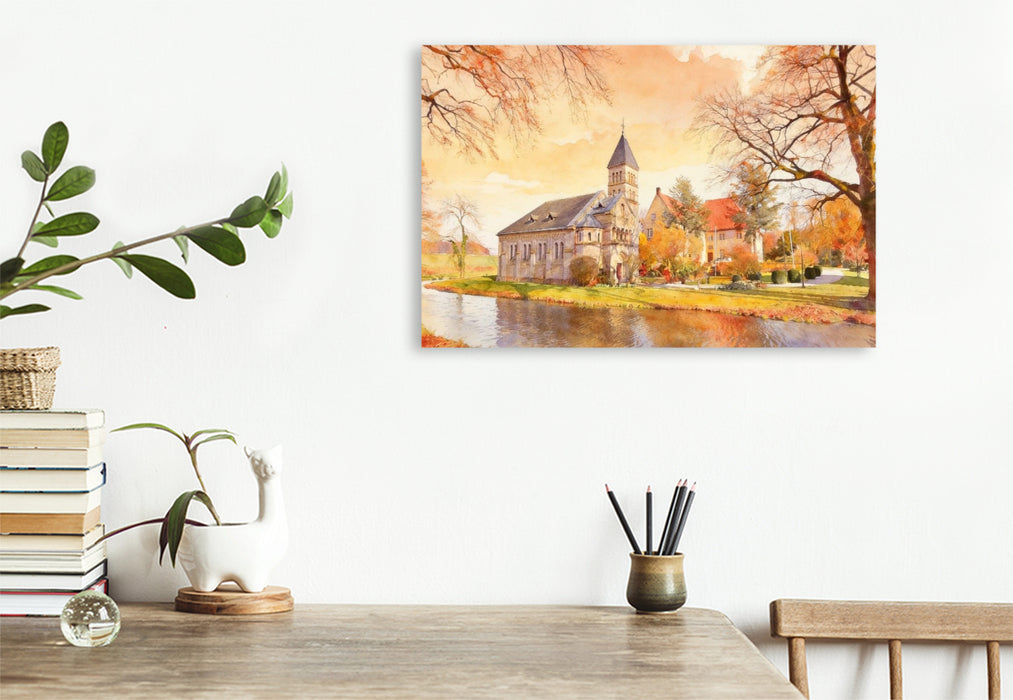 Premium Textil-Leinwand Schloss Brincke in Burgholzhausen