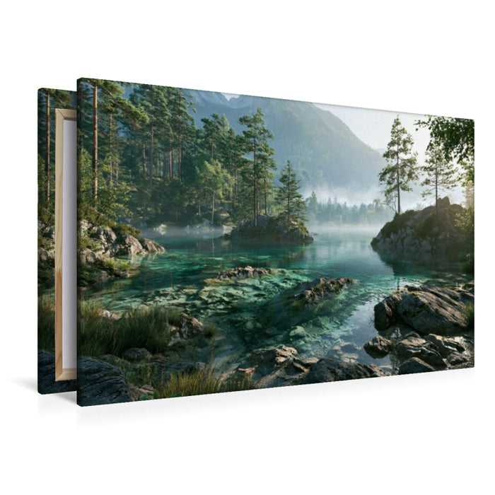 Premium Textil-Leinwand Die Kraft der Berge in perfektem Licht