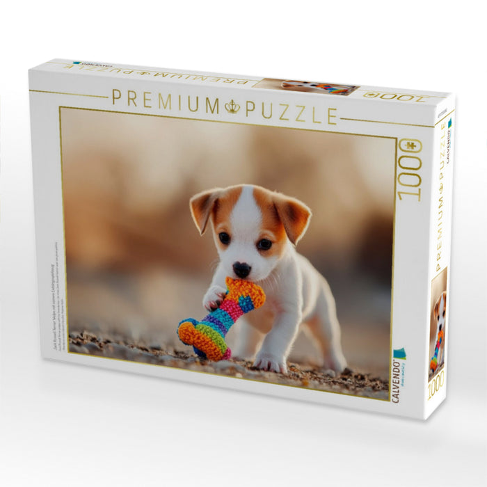Jack Russell Terrier Welpe mit seinem Lieblingsspielzeug - CALVENDO Foto-Puzzle'