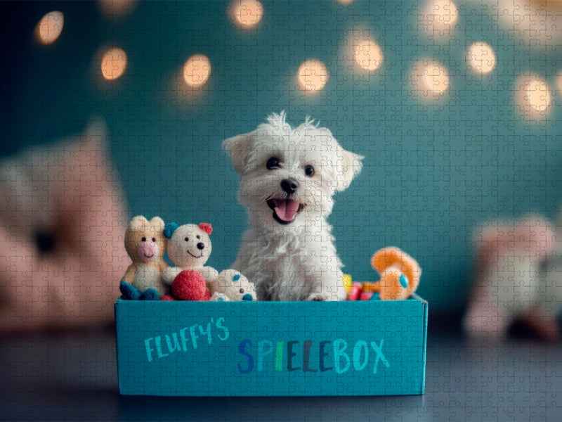 Malteserwelpe in der Spielebox - CALVENDO Foto-Puzzle'