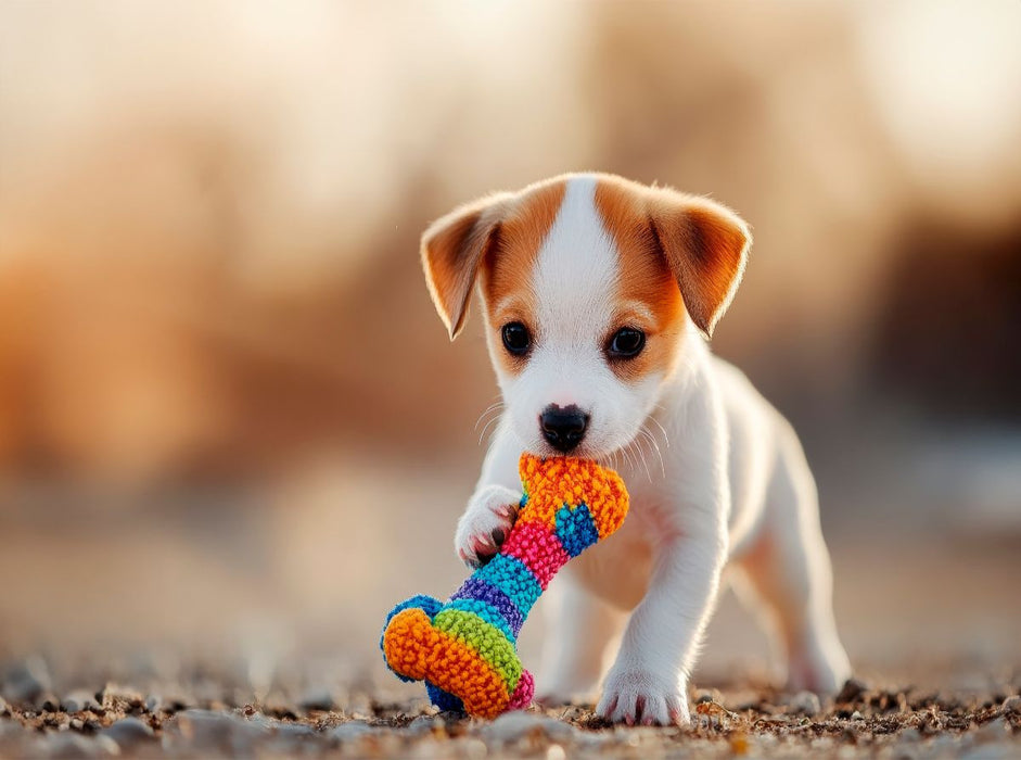 Jack Russell Terrier Welpe mit seinem Lieblingsspielzeug - CALVENDO Foto-Puzzle'