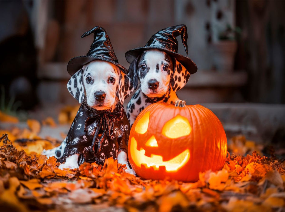 Magische Halloween Nacht mit Dalmatinern - CALVENDO Foto-Puzzle'