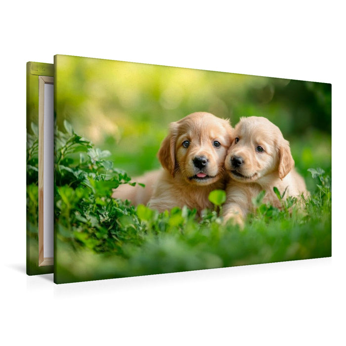 Premium Textil-Leinwand Golden-Retriever-Freunde