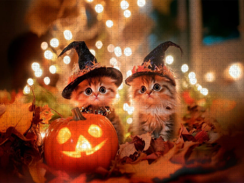 Katzenkinder im Halloweenfieber - CALVENDO Foto-Puzzle'