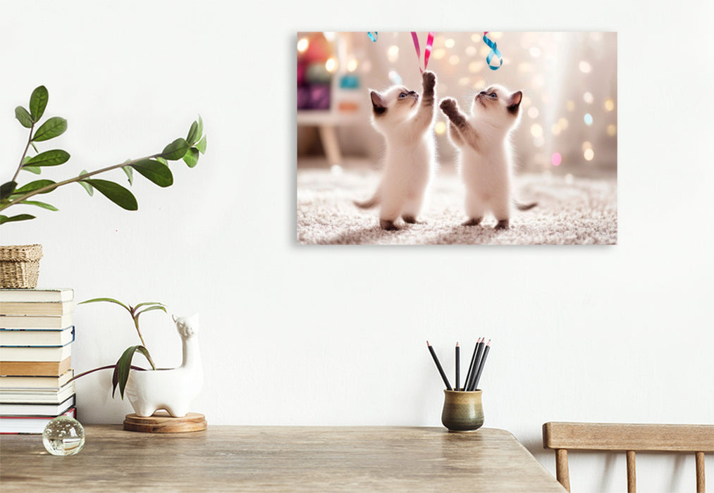 Premium Textil-Leinwand Verspielte Katzenbabys