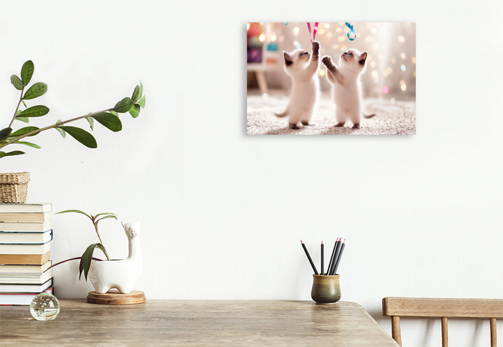 Premium Textil-Leinwand Verspielte Katzenbabys