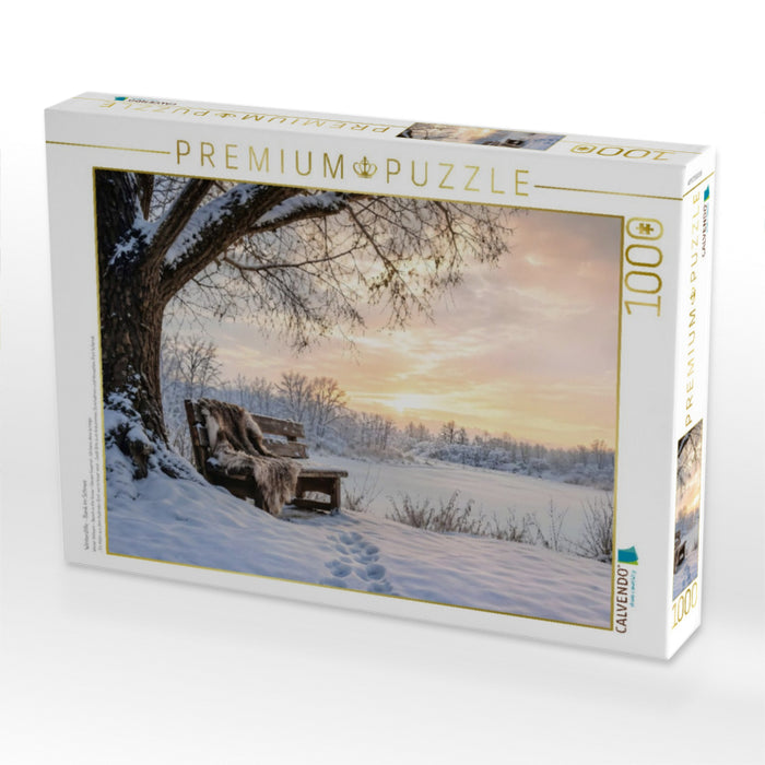 Winterstille - Bank im Schnee - CALVENDO Foto-Puzzle'