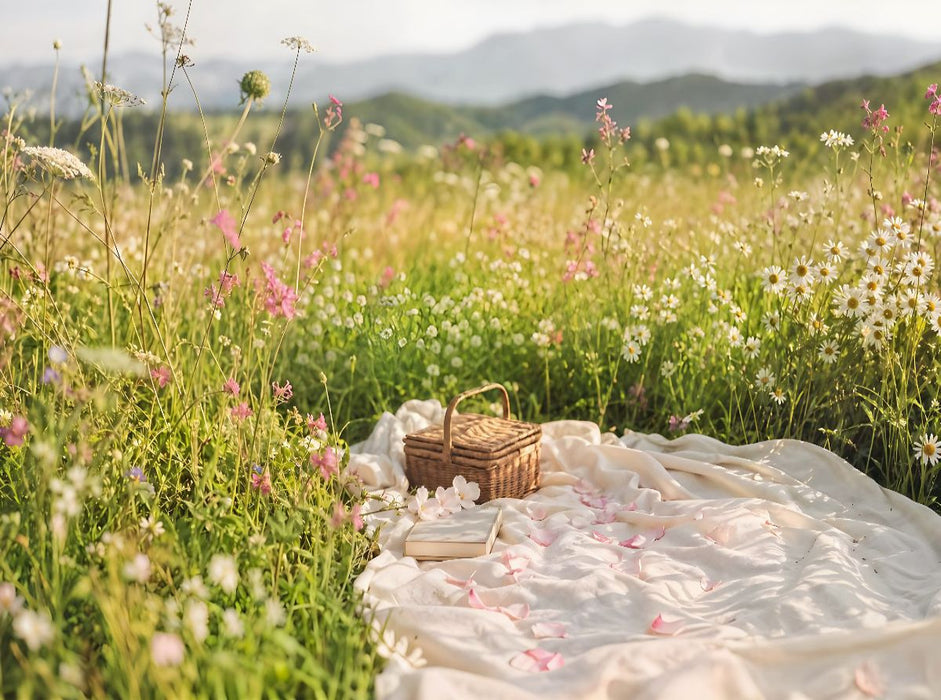 Frühling zum Verweilen - Picknickdecke in Blütenwiese - CALVENDO Foto-Puzzle'