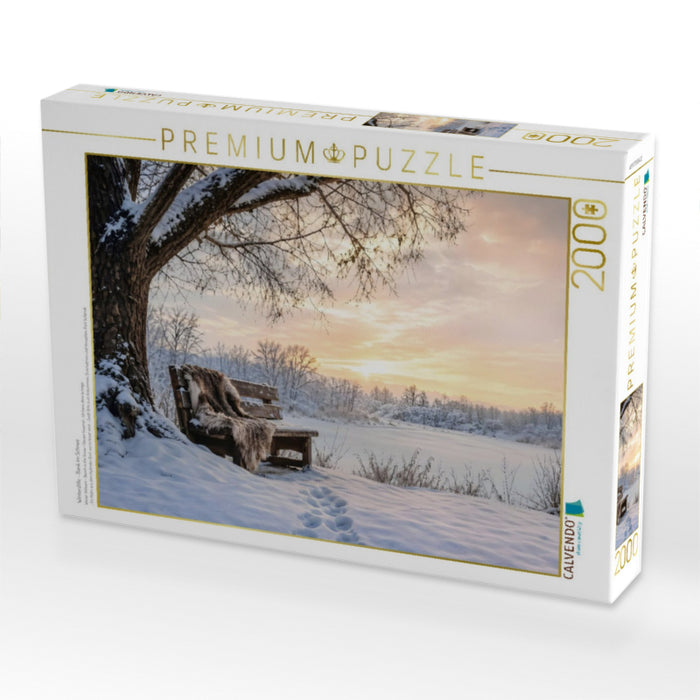 Winterstille - Bank im Schnee - CALVENDO Foto-Puzzle'