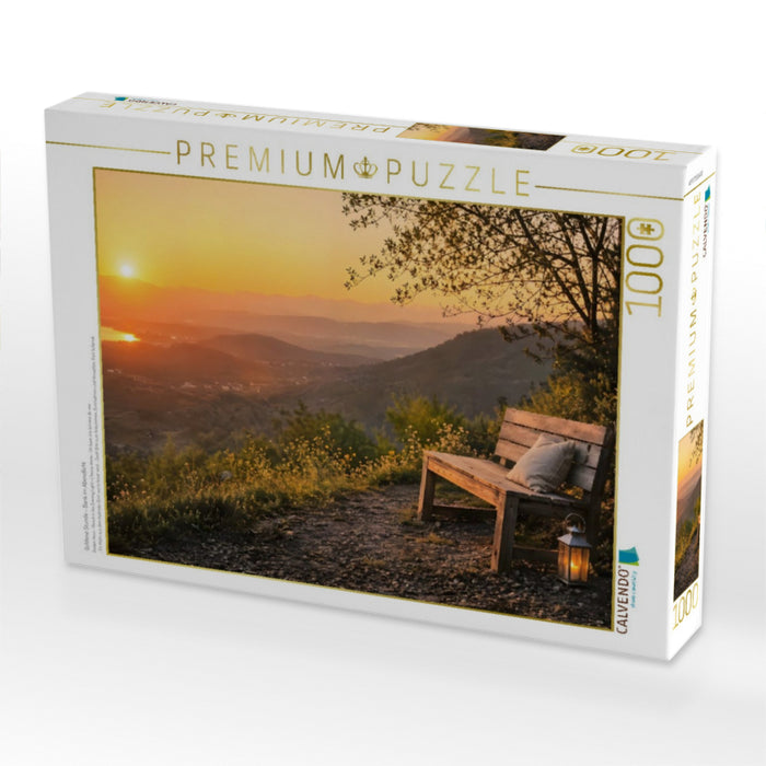 Goldene Stunde - Bank im Abendlicht - CALVENDO Foto-Puzzle'
