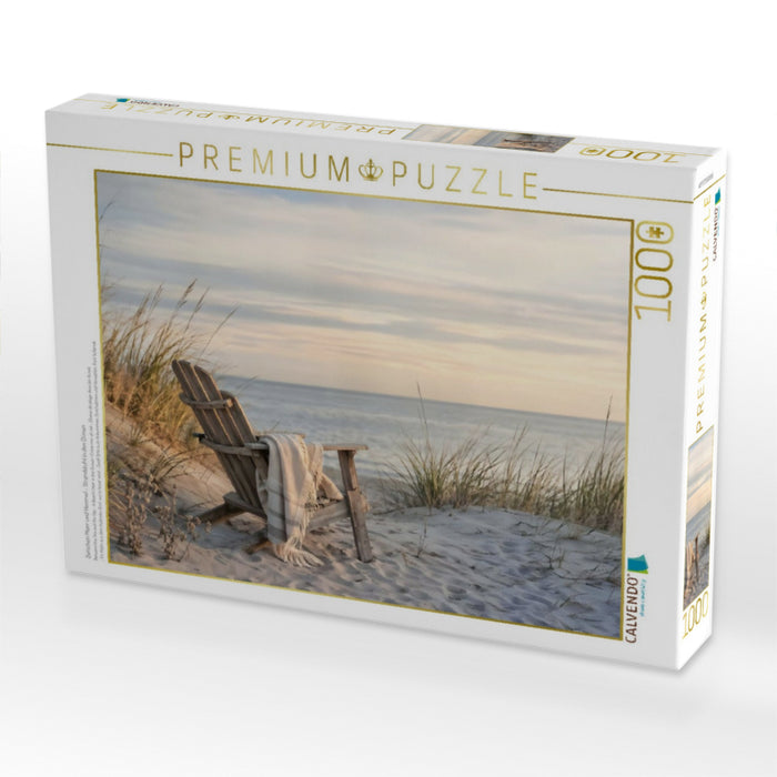 Zwischen Meer und Himmel - Strandstuhl in den Dünen - CALVENDO Foto-Puzzle'