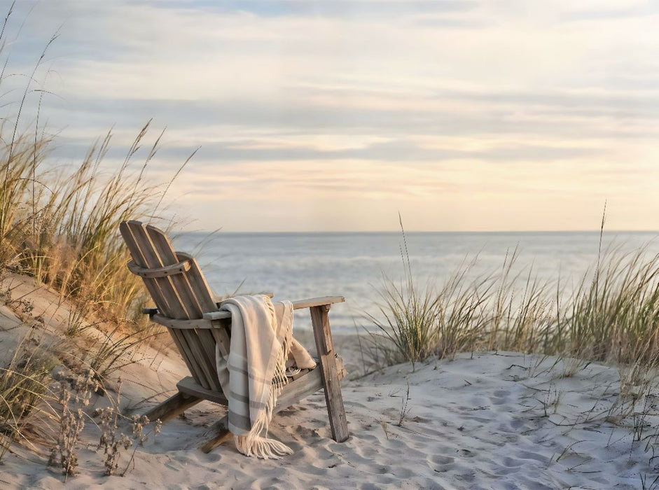 Zwischen Meer und Himmel - Strandstuhl in den Dünen - CALVENDO Foto-Puzzle'