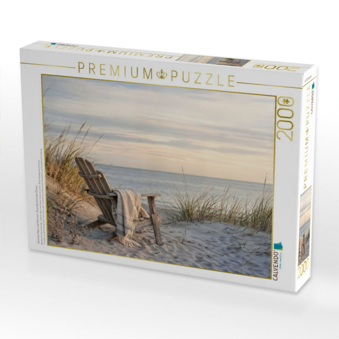 Zwischen Meer und Himmel - Strandstuhl in den Dünen - CALVENDO Foto-Puzzle'