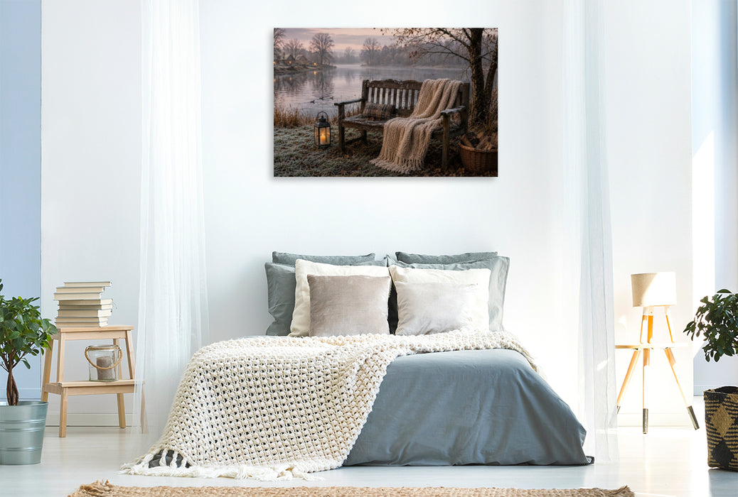 Premium Textil-Leinwand Stille am winterlichen See