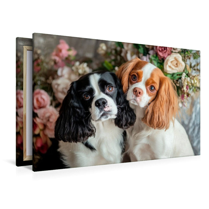 Premium Textil-Leinwand Cavalier King Charles Spaniel - Harmonie zu zweit