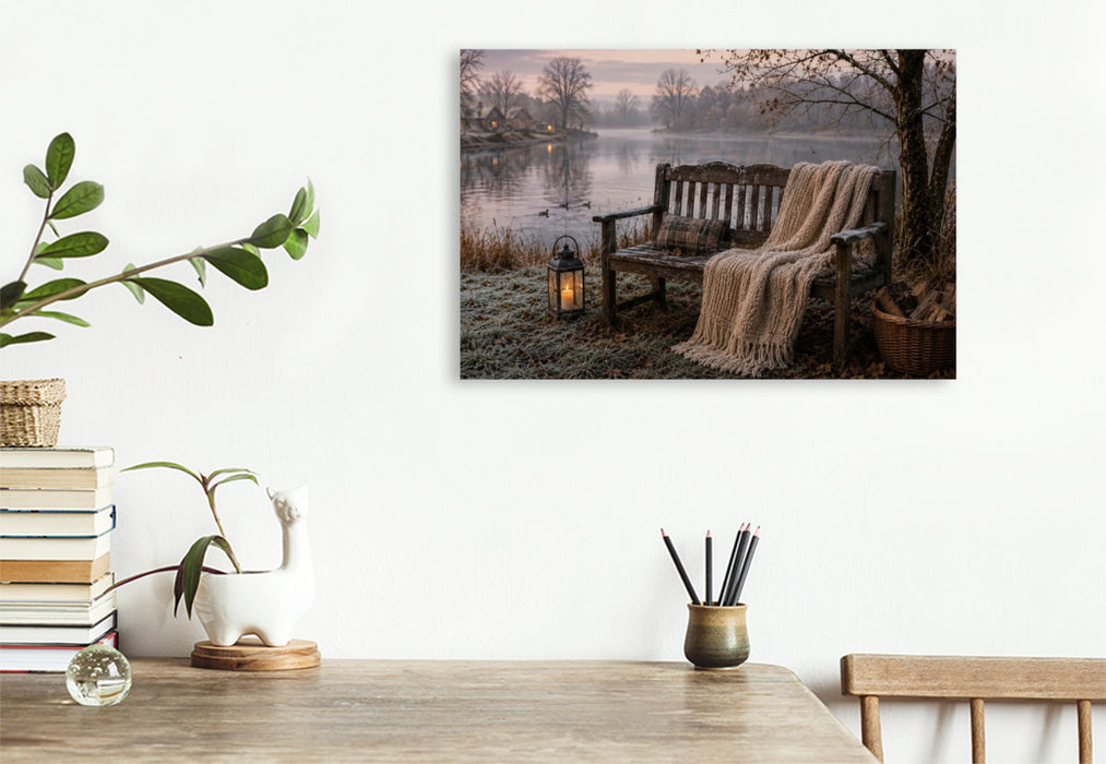 Premium Textil-Leinwand Stille am winterlichen See
