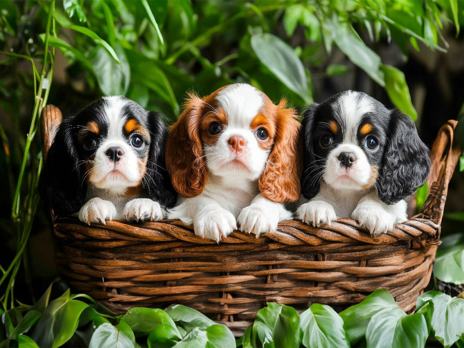 Süße Cavalier King Charles Spaniel Welpen - CALVENDO Foto-Puzzle'