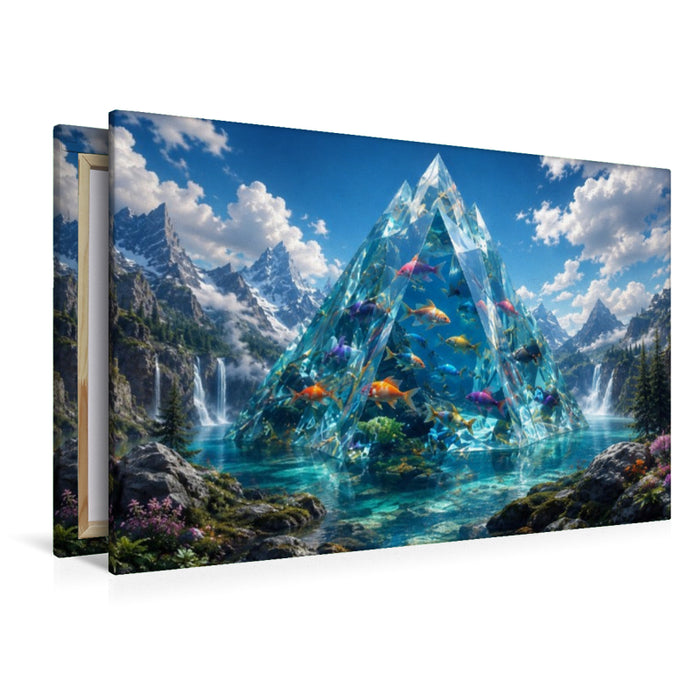 Premium Textil-Leinwand Die Kristallpyramide der Fische