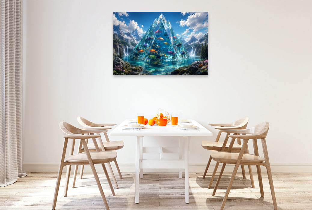 Premium Textil-Leinwand Die Kristallpyramide der Fische
