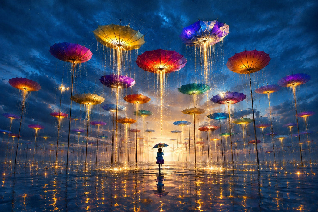 Premium Textil-Leinwand Regenschirme aus Licht