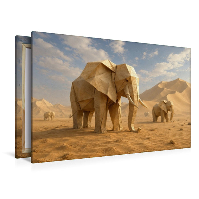 Premium Textil-Leinwand Origami-Elefanten der Wüste