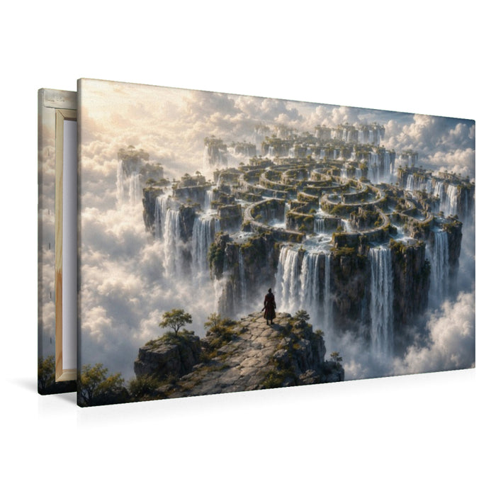 Premium Textil-Leinwand Wasserfälle über den Wolken