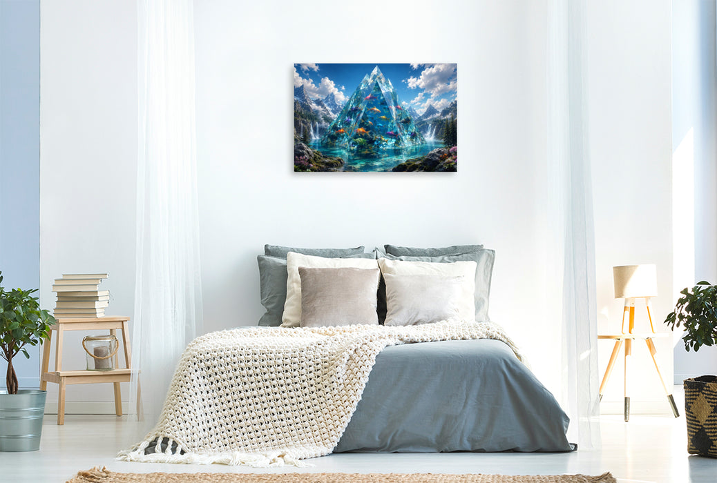 Premium Textil-Leinwand Die Kristallpyramide der Fische