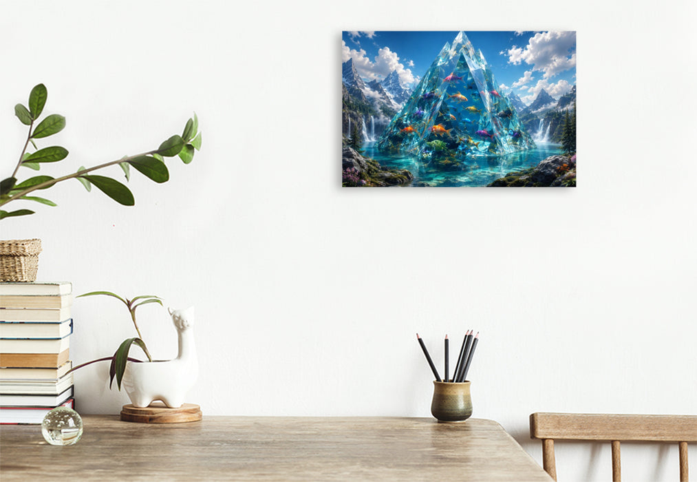 Premium Textil-Leinwand Die Kristallpyramide der Fische