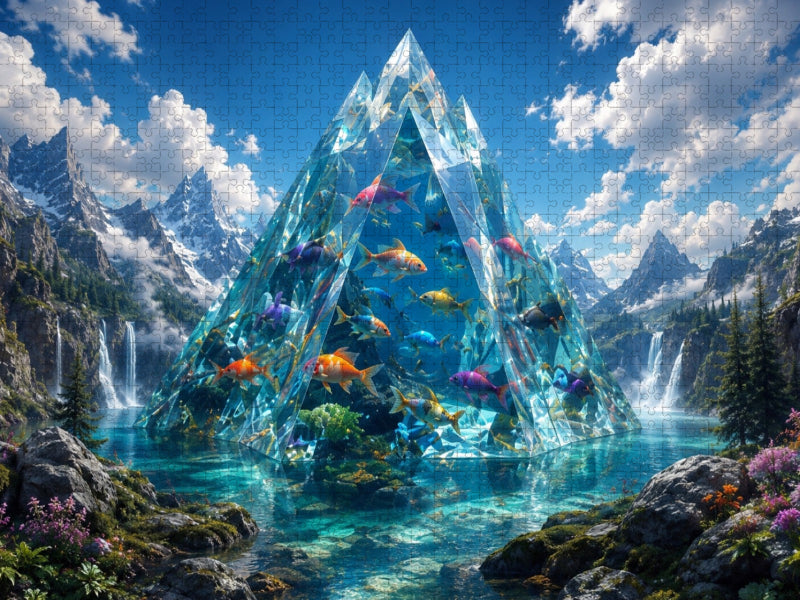 Die Kristallpyramide der Fische - CALVENDO Foto-Puzzle'