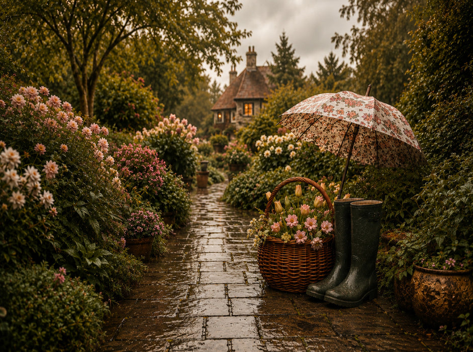 Regentag im Cottage-Garten - CALVENDO Foto-Puzzle'